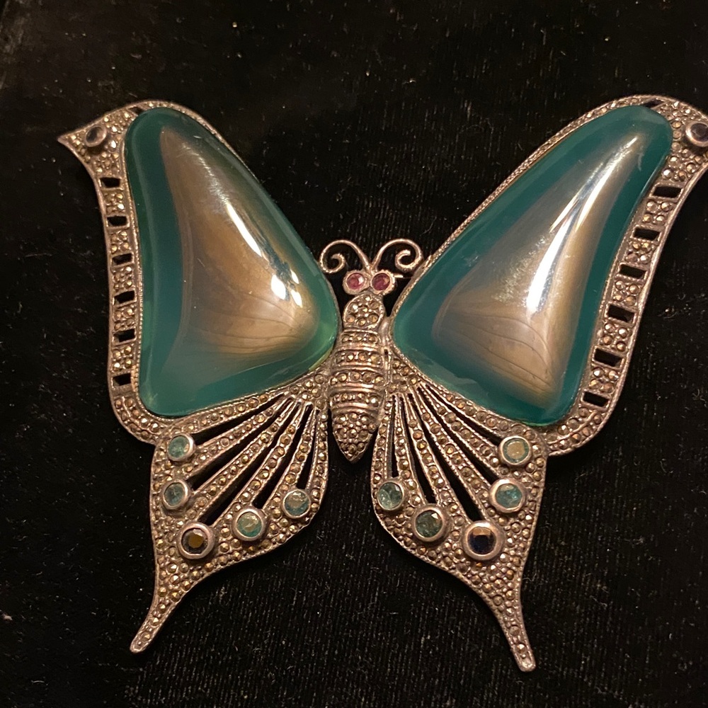 Sterling Marcasite Butterfly Brooch